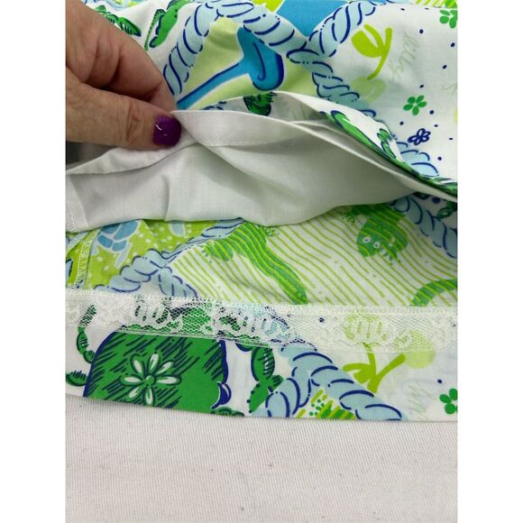 Vintage Lilly Pulitzer Women's Mini Skirt Size 6 Blue Green Starboard Patch Crab - Picture 4 of 8